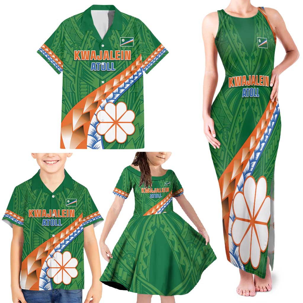 Personalised Marshall Islands Kwajalein Atoll Family Matching Tank Maxi Dress and Hawaiian Shirt Polynesian Tribal Tattoo