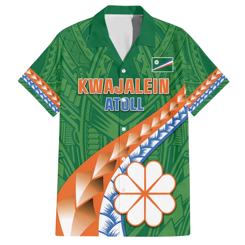 Personalised Marshall Islands Kwajalein Atoll Hawaiian Shirt Polynesian Tribal Tattoo LT05 Green - Polynesian Pride