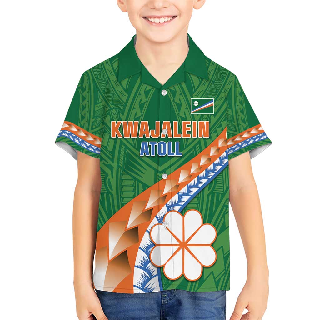 Personalised Marshall Islands Kwajalein Atoll Kid Hawaiian Shirt Polynesian Tribal Tattoo