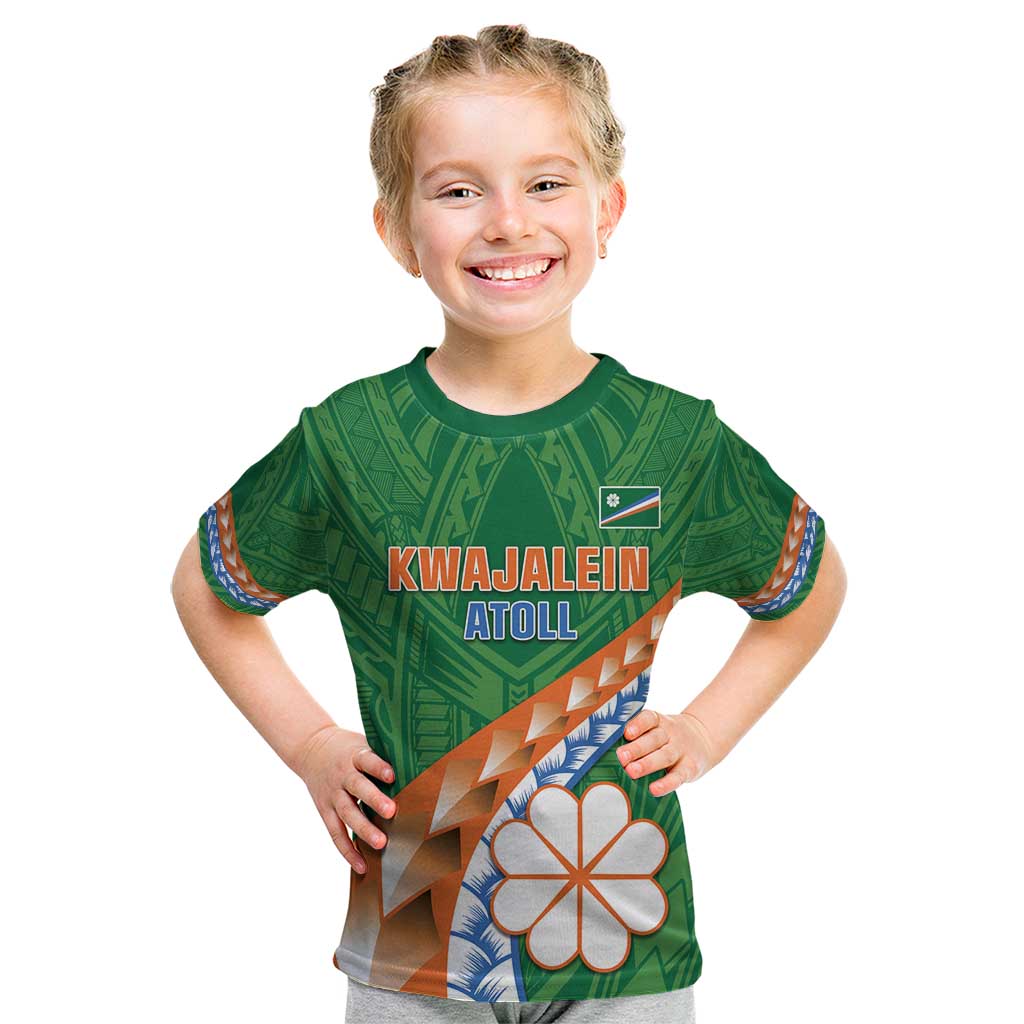 Personalised Marshall Islands Kwajalein Atoll Kid T Shirt Polynesian Tribal Tattoo LT05 Green - Polynesian Pride