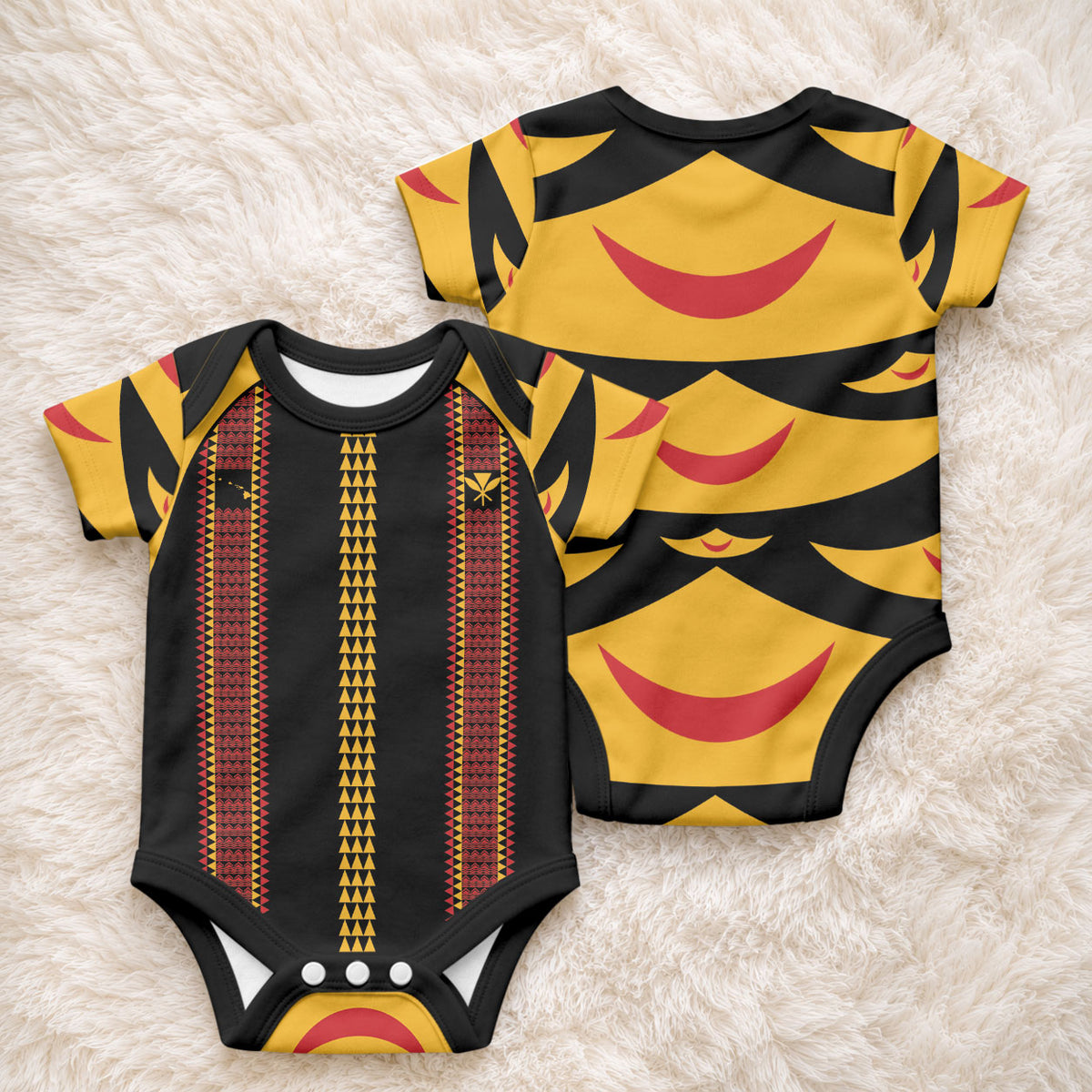 Hawaii Ahu Ula Inspired Baby Onesie Black Version
