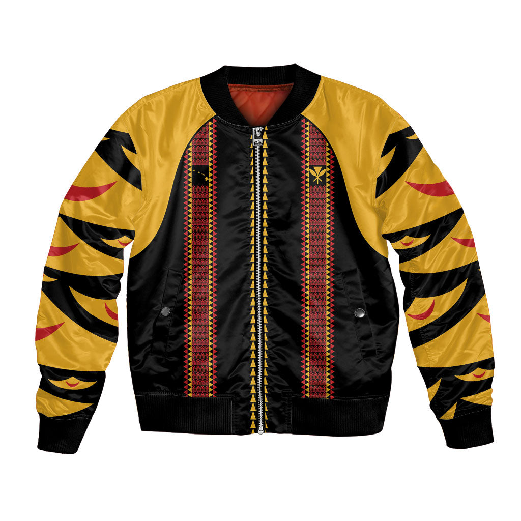 Hawaii Ahu Ula Inspired Bomber Jacket Black Version LT05 Unisex Black - Polynesian Pride