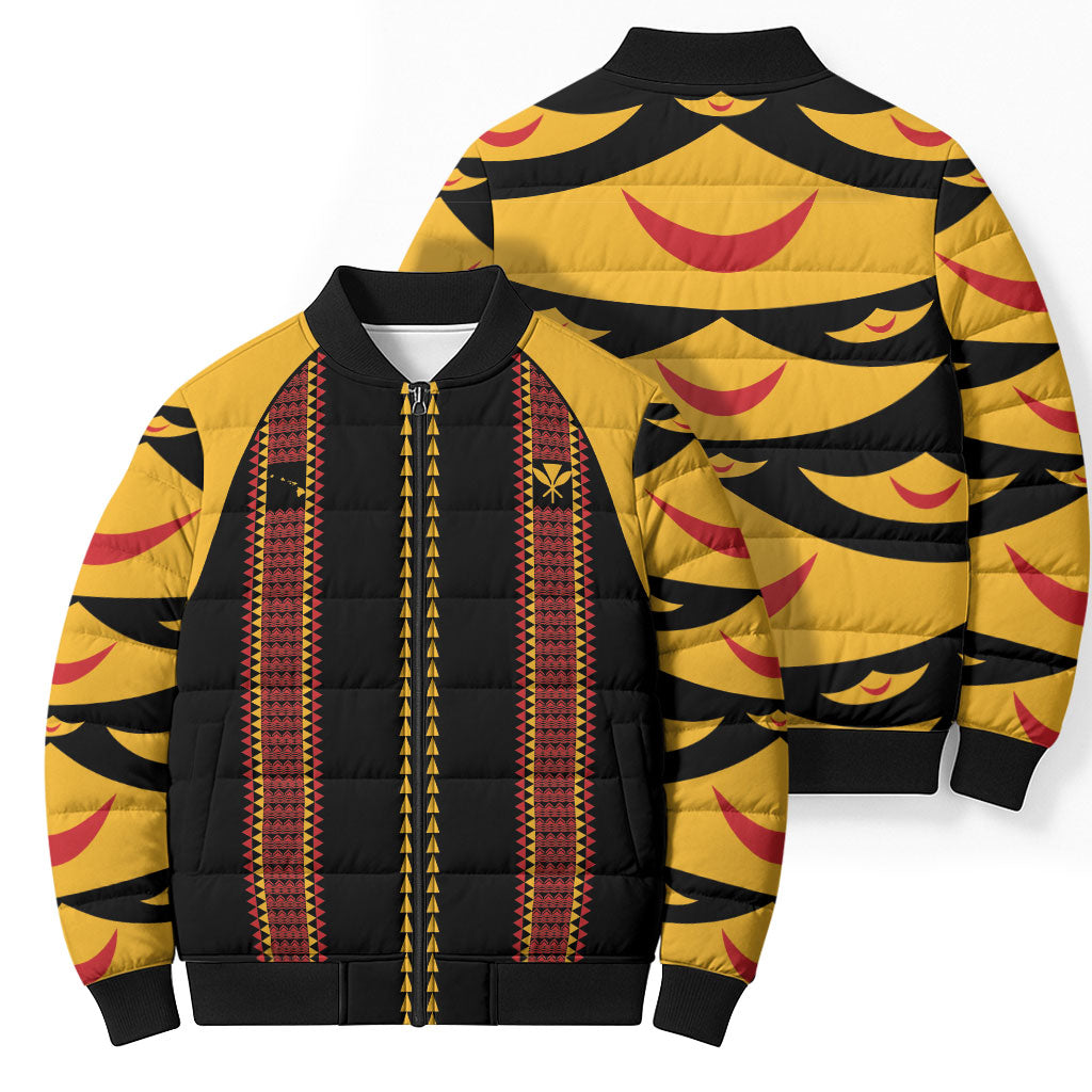 Hawaii Ahu Ula Inspired Bomber Puffer Jacket Black Version LT05 - Polynesian Pride