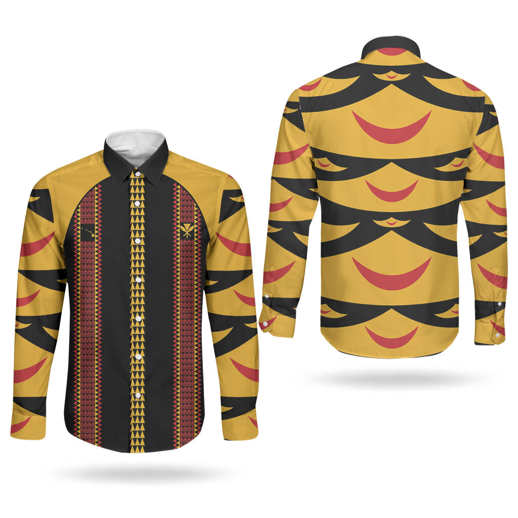 Hawaii Ahu Ula Inspired Couples Matching Summer Maxi Dress and Long Sleeve Button Shirt Black Version LT05 - Polynesian Pride