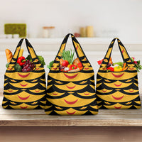 Hawaii Ahu Ula Inspired Grocery Bag Black Version LT05 3-pack One Size Black - Polynesian Pride