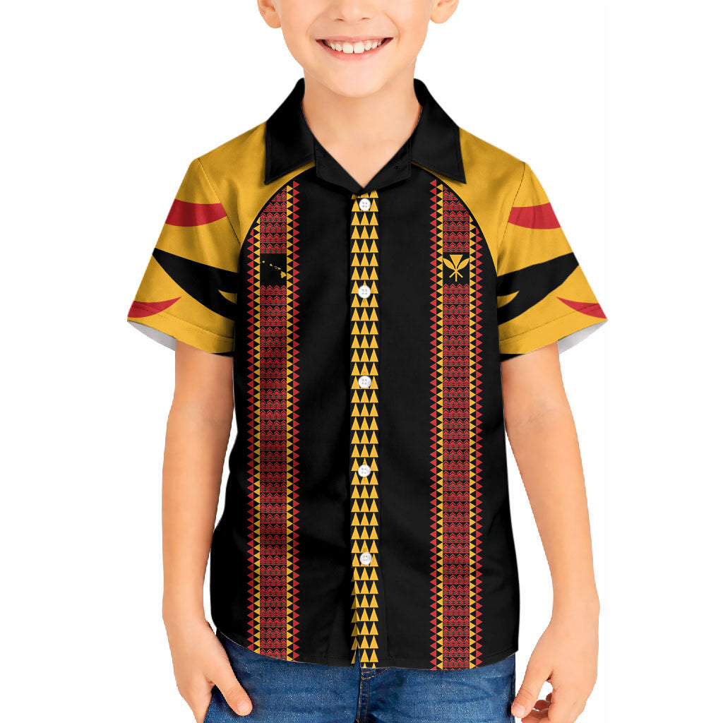 Hawaii Ahu Ula Inspired Kid Hawaiian Shirt Black Version LT05 Kid Black - Polynesian Pride