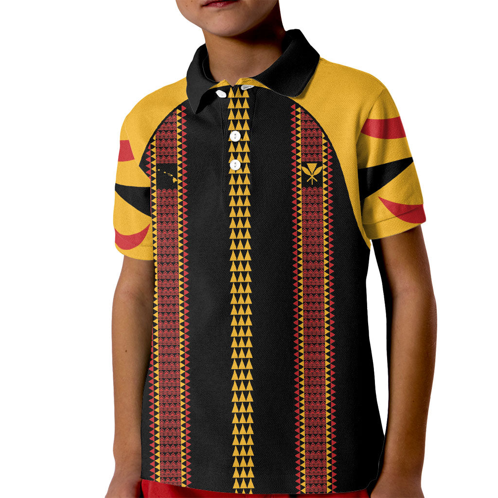 Hawaii Ahu Ula Inspired Kid Polo Shirt Black Version LT05 Kid Black - Polynesian Pride