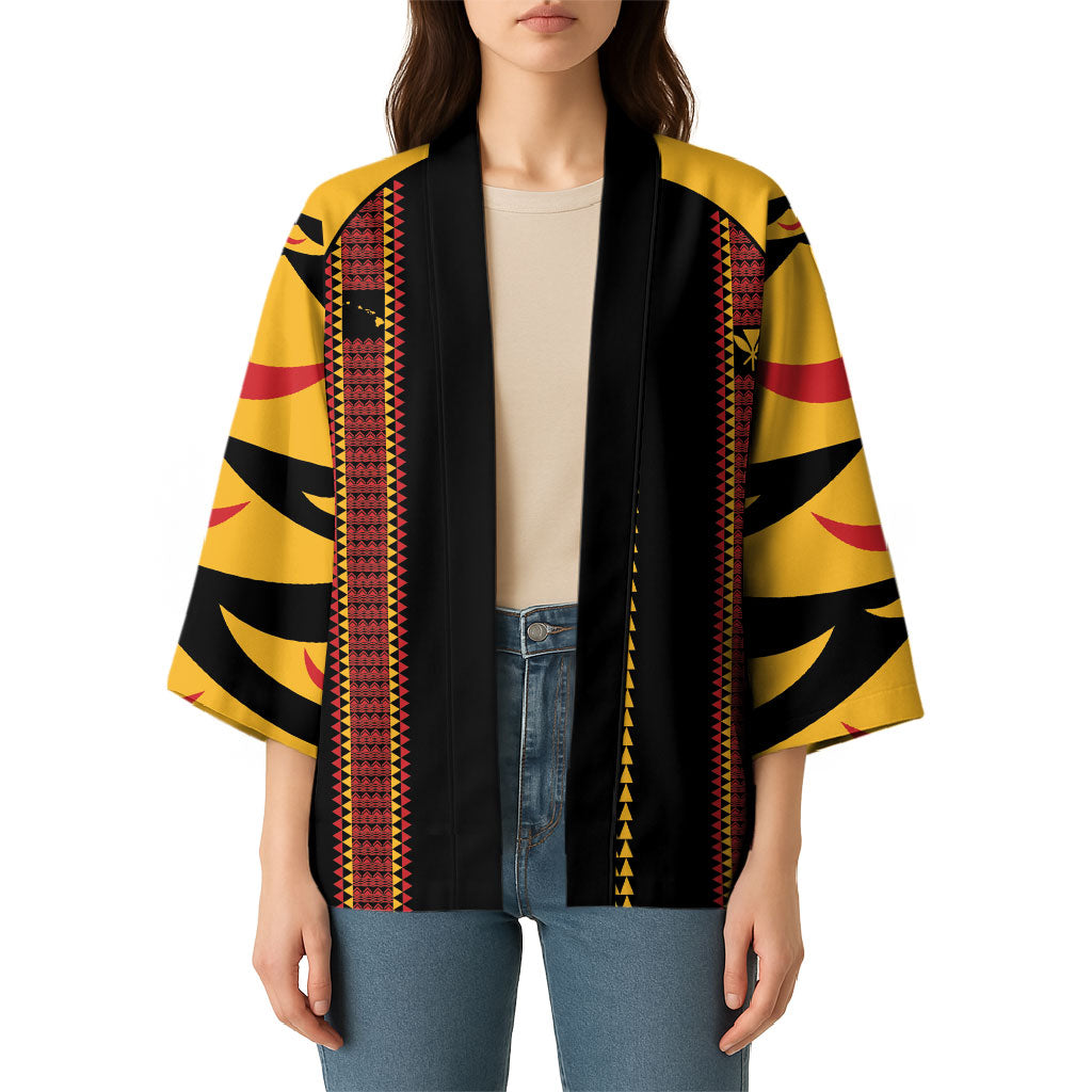 Hawaii Ahu Ula Inspired Kimono Black Version