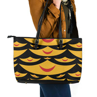 Hawaii Ahu Ula Inspired Leather Tote Bag Black Version LT05 - Polynesian Pride
