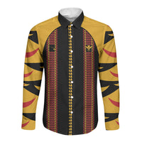 Hawaii Ahu Ula Inspired Long Sleeve Button Shirt Black Version LT05 Unisex Black - Polynesian Pride