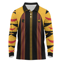 Hawaii Ahu Ula Inspired Long Sleeve Polo Shirt Black Version LT05 Black - Polynesian Pride