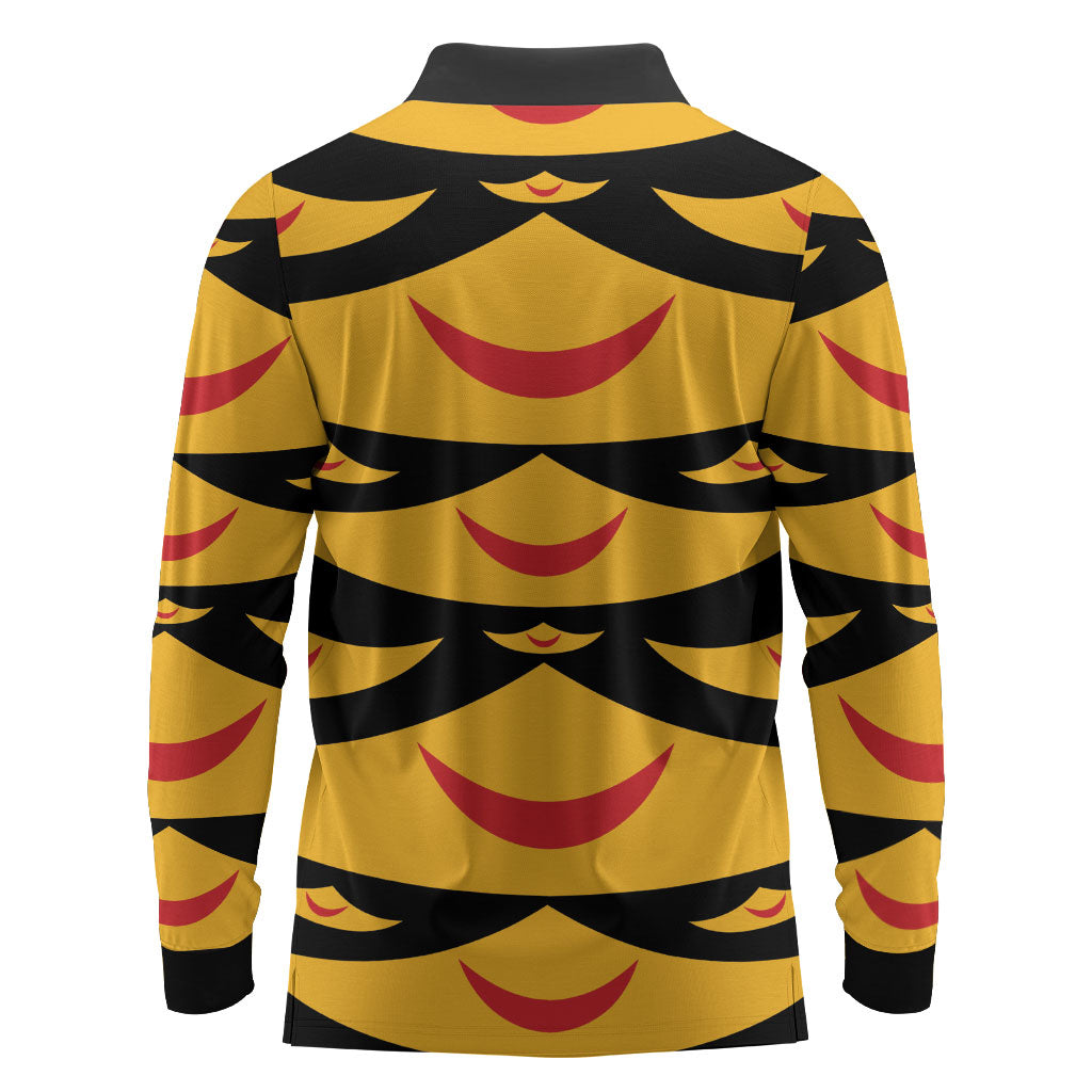 Hawaii Ahu Ula Inspired Long Sleeve Polo Shirt Black Version LT05 - Polynesian Pride