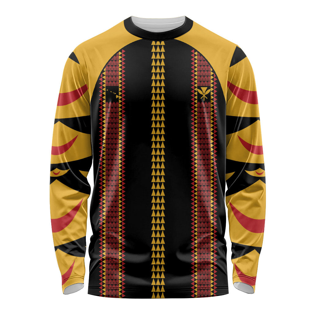 Hawaii Ahu Ula Inspired Long Sleeve Shirt Black Version LT05 Unisex Black - Polynesian Pride