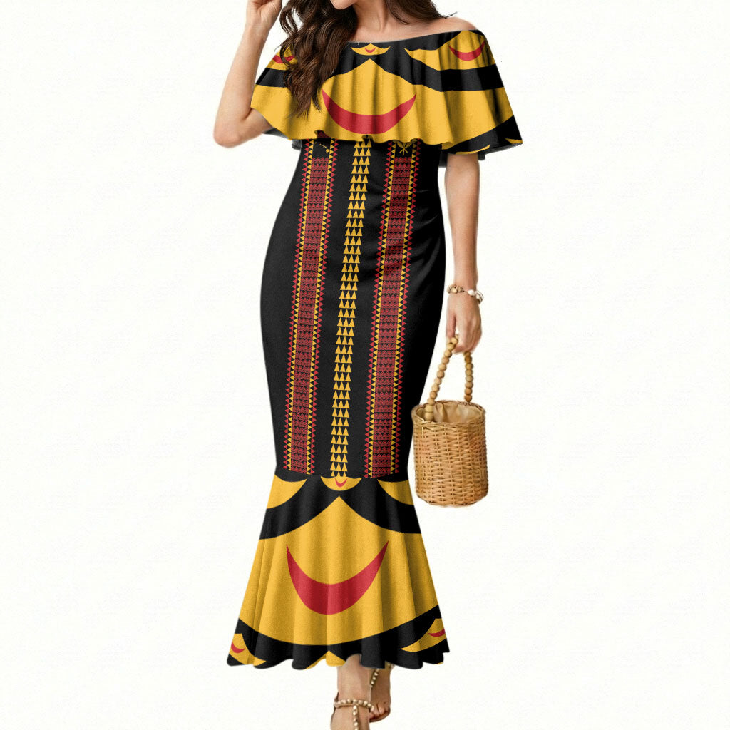 Hawaii Ahu Ula Inspired Mermaid Dress Black Version LT05 Women Black - Polynesian Pride