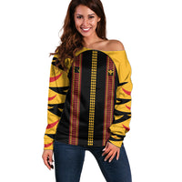 Hawaii Ahu Ula Inspired Off Shoulder Sweater Black Version LT05 Women Black - Polynesian Pride