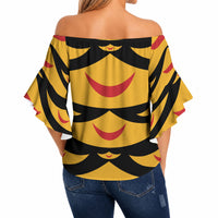Hawaii Ahu Ula Inspired Off Shoulder Wrap Waist Top Black Version