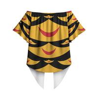 Hawaii Ahu Ula Inspired Off Shoulder Wrap Waist Top Black Version