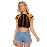 Hawaii Ahu Ula Inspired Raglan Cropped T Shirt Black Version LT05 Female Black - Polynesian Pride
