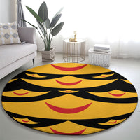 Hawaii Ahu Ula Inspired Round Carpet Black Version LT05 - Polynesian Pride