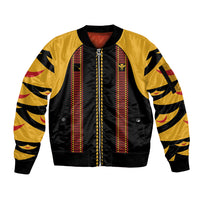 Hawaii Ahu Ula Inspired Sleeve Zip Bomber Jacket Black Version LT05 Unisex Black - Polynesian Pride