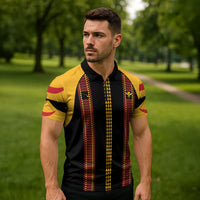 Hawaii Ahu Ula Inspired Zipper Polo Shirt Black Version