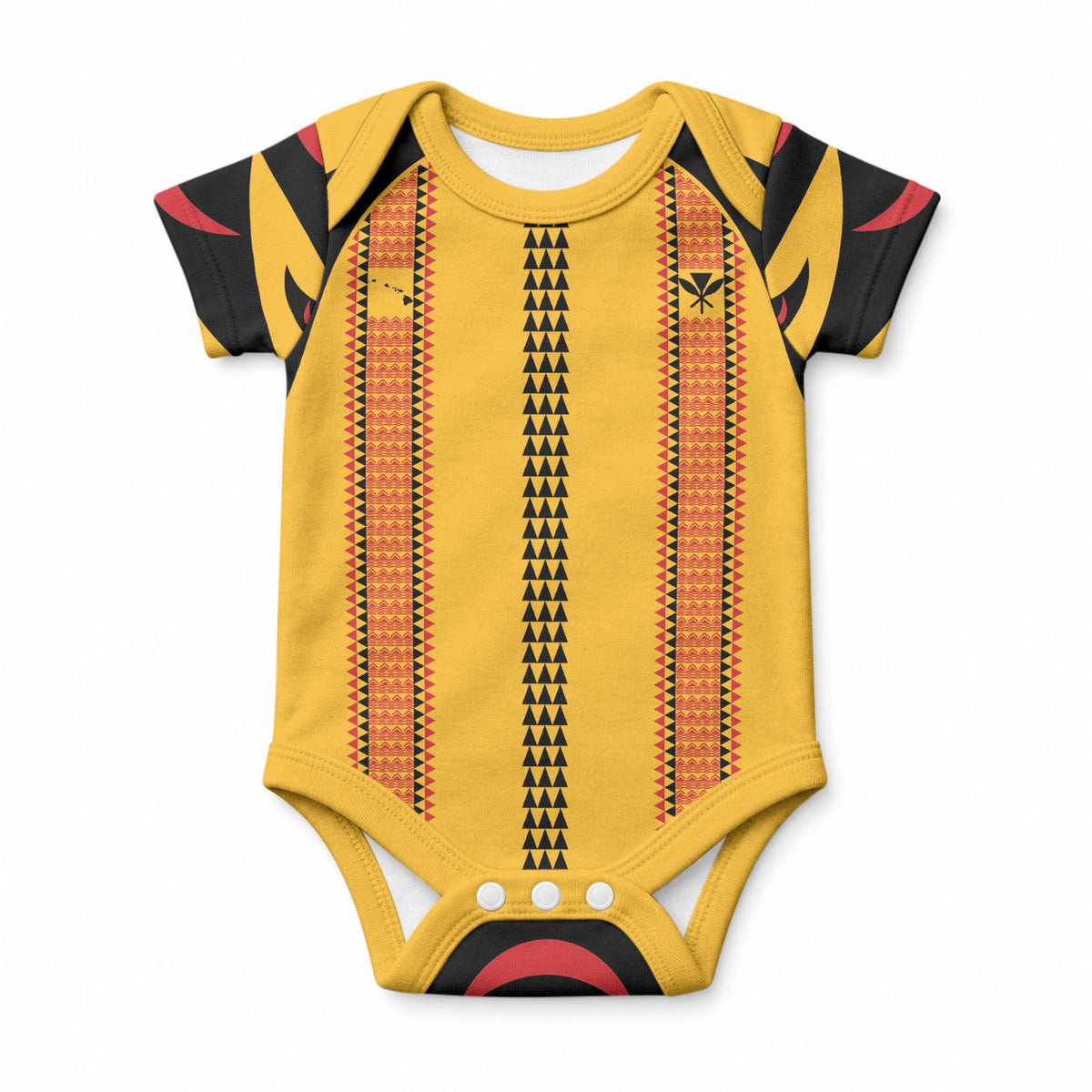 Hawaii Ahu Ula Inspired Baby Onesie Yellow Version