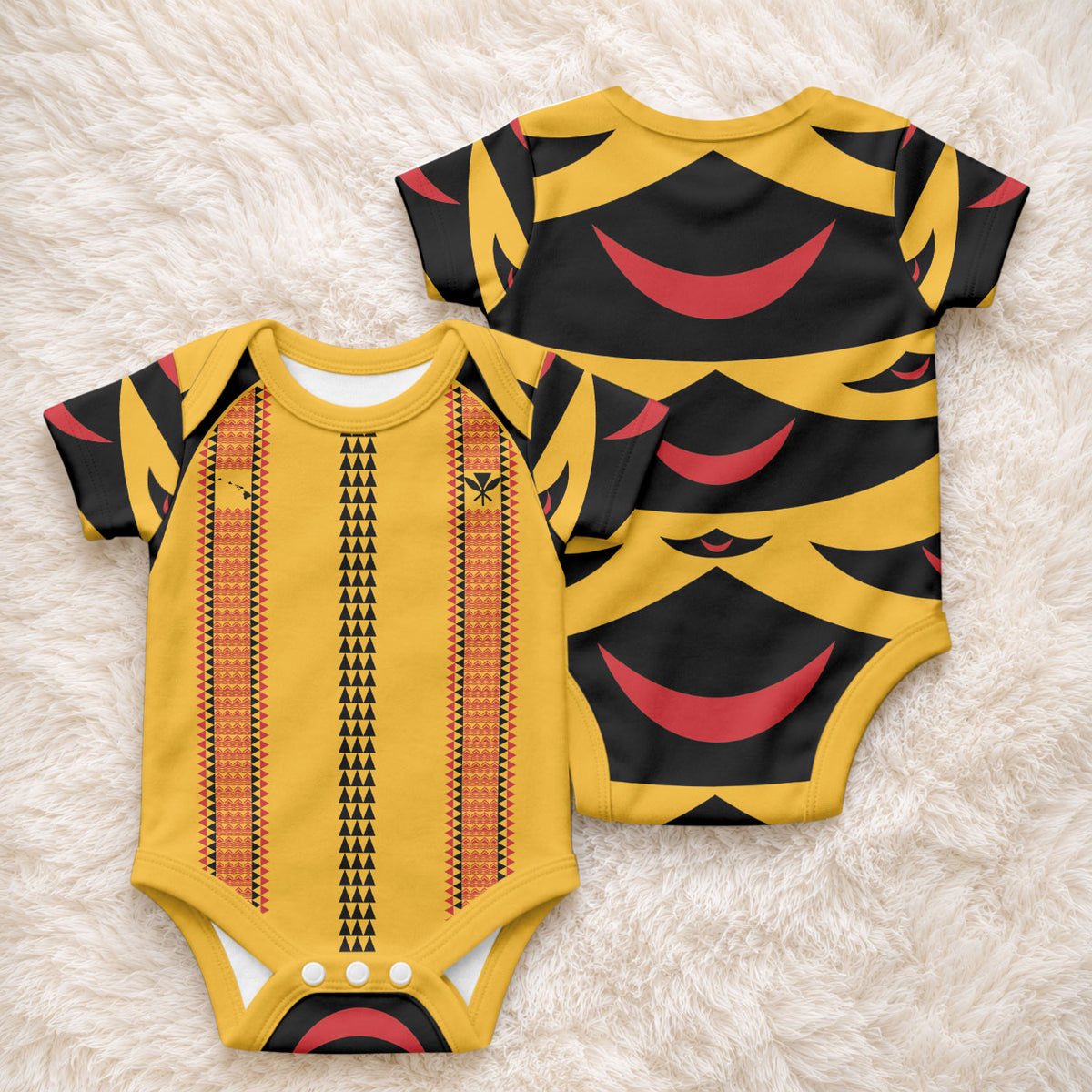 Hawaii Ahu Ula Inspired Baby Onesie Yellow Version