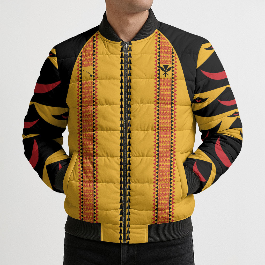 Hawaii Ahu Ula Inspired Bomber Puffer Jacket Yellow Version