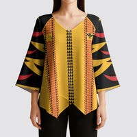 Hawaii Ahu Ula Inspired Kimono Sleeve Blouse Yellow Version