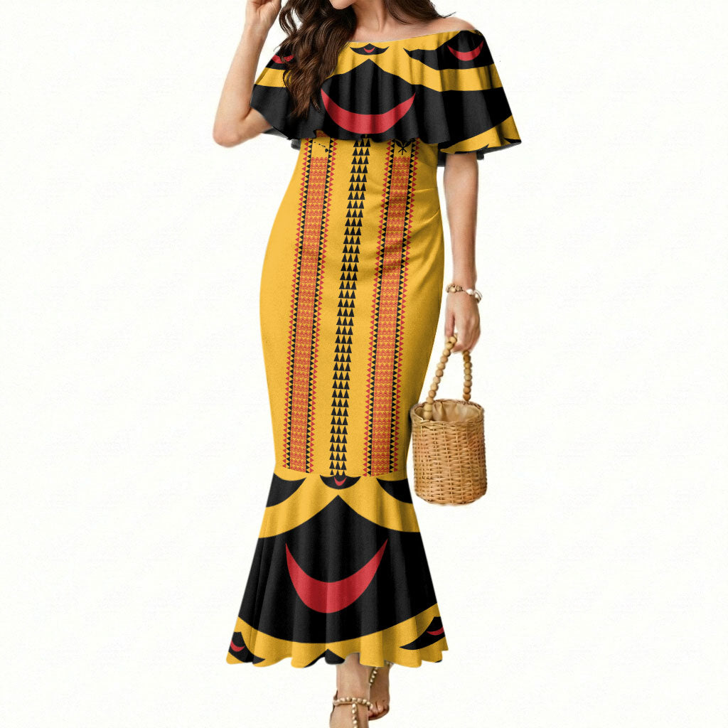 Hawaii Ahu Ula Inspired Mermaid Dress Yellow Version LT05 Women Yellow - Polynesian Pride