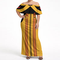Hawaii Ahu Ula Inspired Off Shoulder Maxi Dress Yellow Version