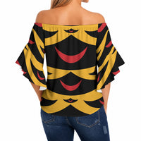 Hawaii Ahu Ula Inspired Off Shoulder Wrap Waist Top Yellow Version