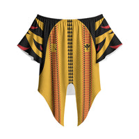 Hawaii Ahu Ula Inspired Off Shoulder Wrap Waist Top Yellow Version