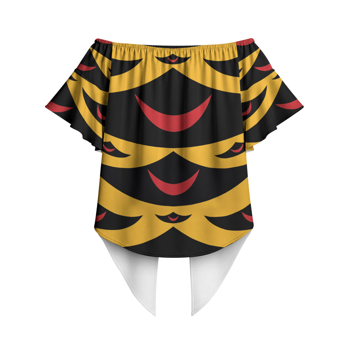 Hawaii Ahu Ula Inspired Off Shoulder Wrap Waist Top Yellow Version