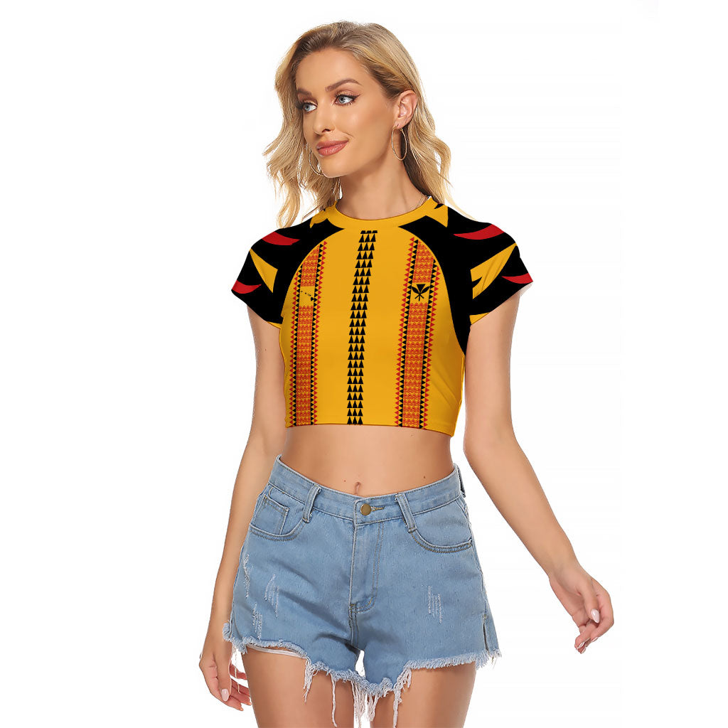 Hawaii Ahu Ula Inspired Raglan Cropped T Shirt Yellow Version