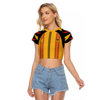 Hawaii Ahu Ula Inspired Raglan Cropped T Shirt Yellow Version