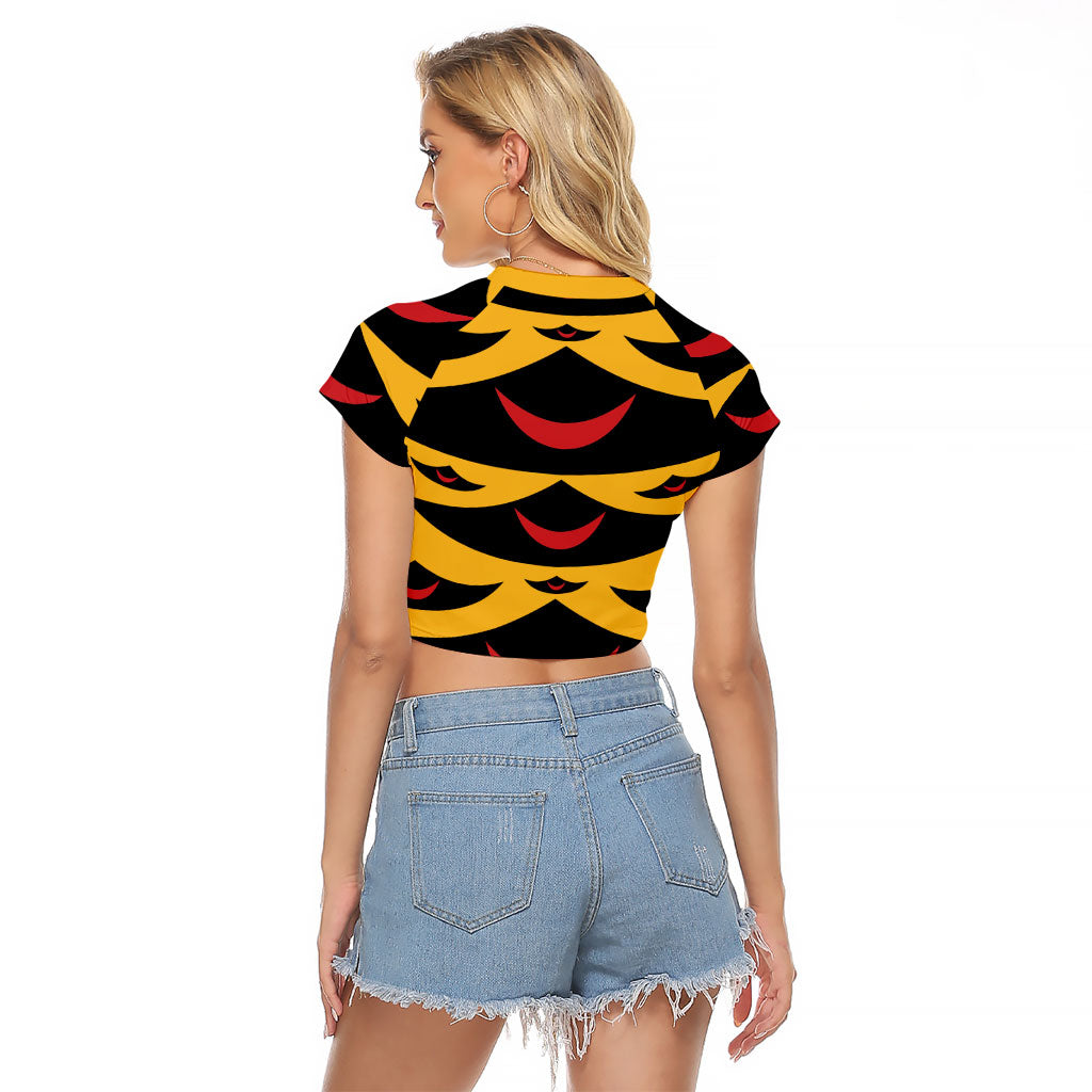 Hawaii Ahu Ula Inspired Raglan Cropped T Shirt Yellow Version