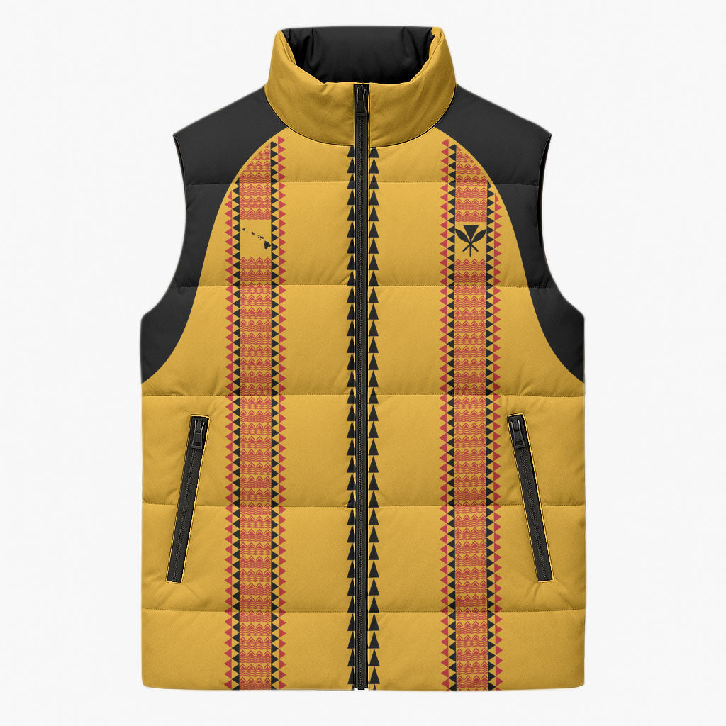 Hawaii Ahu Ula Inspired Sleeveless Puffer Jacket Yellow Version LT05 Unisex Yellow - Polynesian Pride
