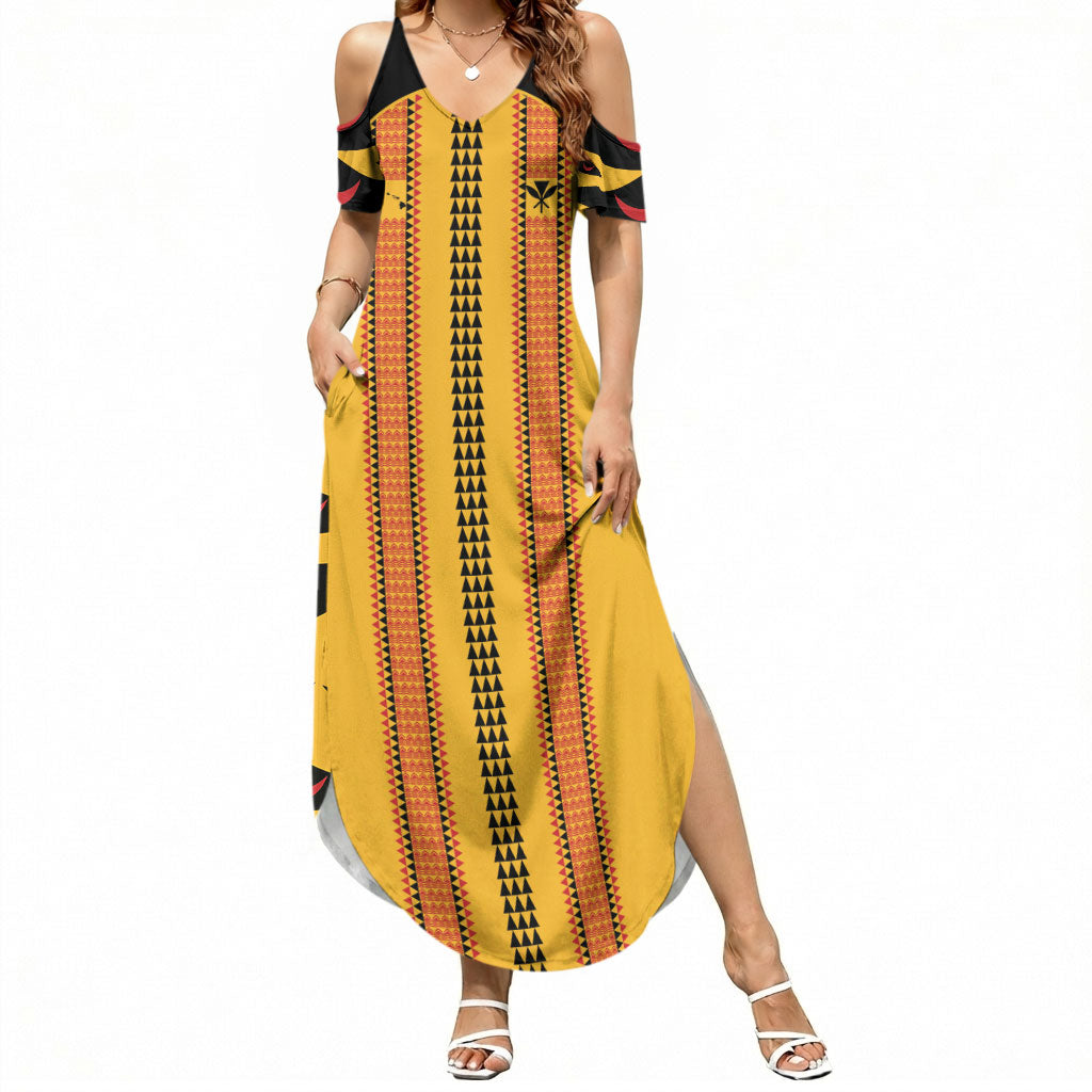 Hawaii Ahu Ula Inspired Summer Maxi Dress Yellow Version