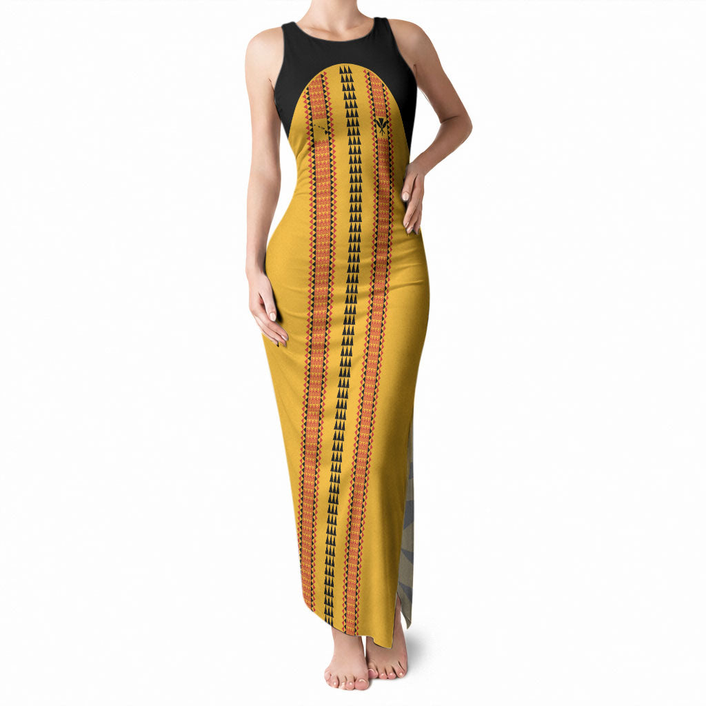 Hawaii Ahu Ula Inspired Tank Maxi Dress Yellow Version