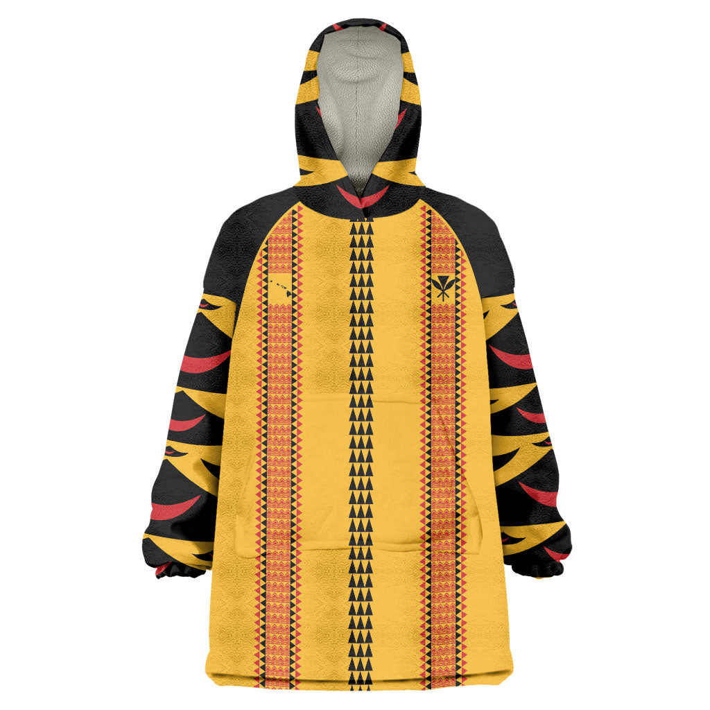 Hawaii Ahu Ula Inspired Wearable Blanket Hoodie Yellow Version