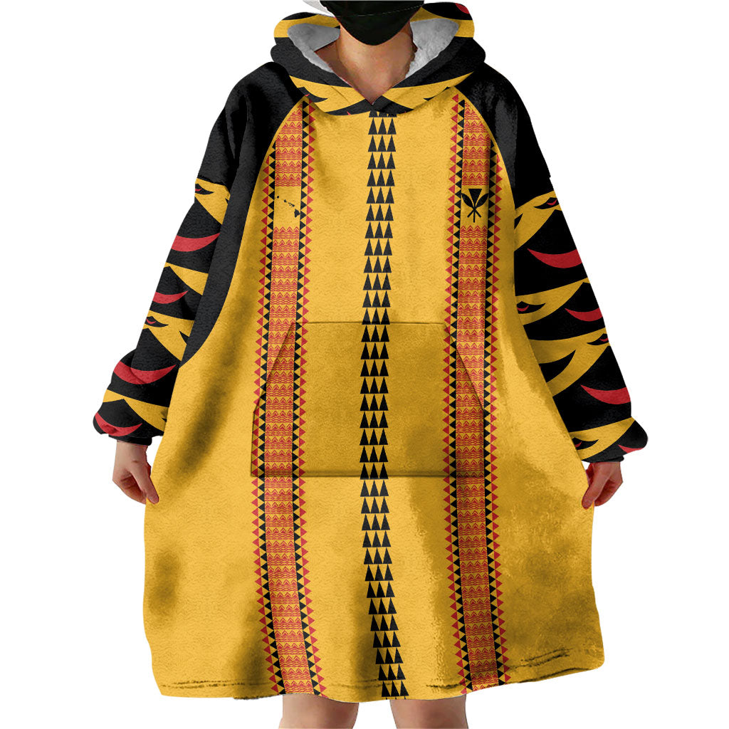 Hawaii Ahu Ula Inspired Wearable Blanket Hoodie Yellow Version