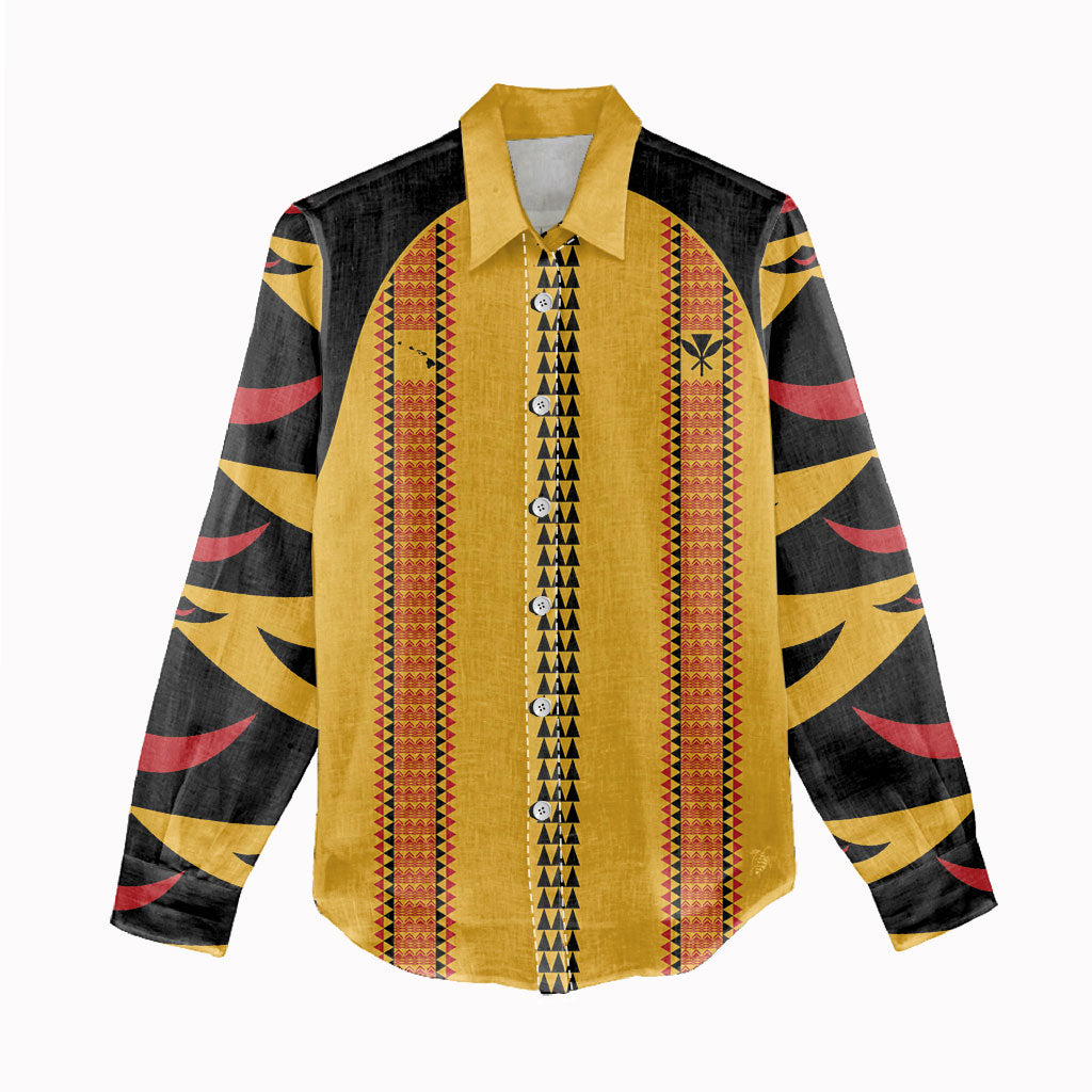 Hawaii Ahu Ula Inspired Women Casual Shirt Yellow Version