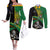 Custom New Zealand And South Africa Rugby Couples Matching Off The Shoulder Long Sleeve Dress and Long Sleeve Button Shirt 2023 Springboks Combine All Black Silver Fern LT05 Green - Polynesian Pride