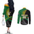 Custom New Zealand And South Africa Rugby Couples Matching Off The Shoulder Long Sleeve Dress and Long Sleeve Button Shirt 2023 Springboks Combine All Black Silver Fern LT05 - Polynesian Pride