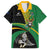 Custom New Zealand And South Africa Rugby Family Matching Off Shoulder Long Sleeve Dress and Hawaiian Shirt 2023 Springboks Combine All Black Silver Fern LT05 Dad's Shirt - Short Sleeve Green - Polynesian Pride