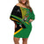 Custom New Zealand And South Africa Rugby Family Matching Off Shoulder Short Dress and Hawaiian Shirt 2023 Springboks Combine All Black Silver Fern LT05 Mom's Dress Green - Polynesian Pride