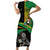 Custom New Zealand And South Africa Rugby Short Sleeve Bodycon Dress 2023 Springboks Combine All Black Silver Fern LT05 Long Dress Green - Polynesian Pride