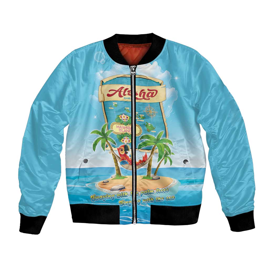 Aloha Hawaii Bomber Jacket Funny Macaw Parrot Tropical Vibe LT05 Unisex Blue - Polynesian Pride