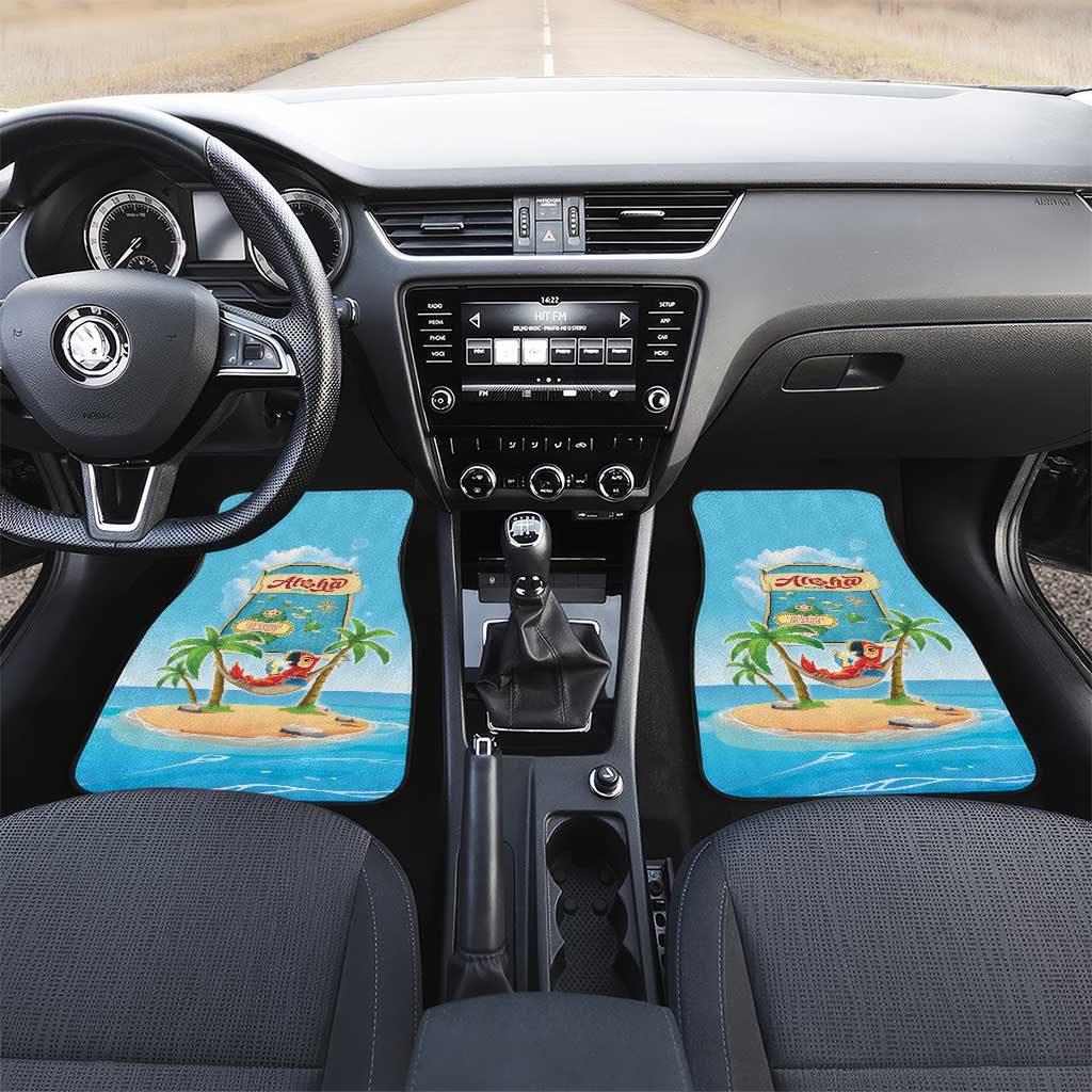 Aloha Hawaii Car Mats Funny Macaw Parrot Tropical Vibe LT05 Set 2pcs - Front Blue - Polynesian Pride
